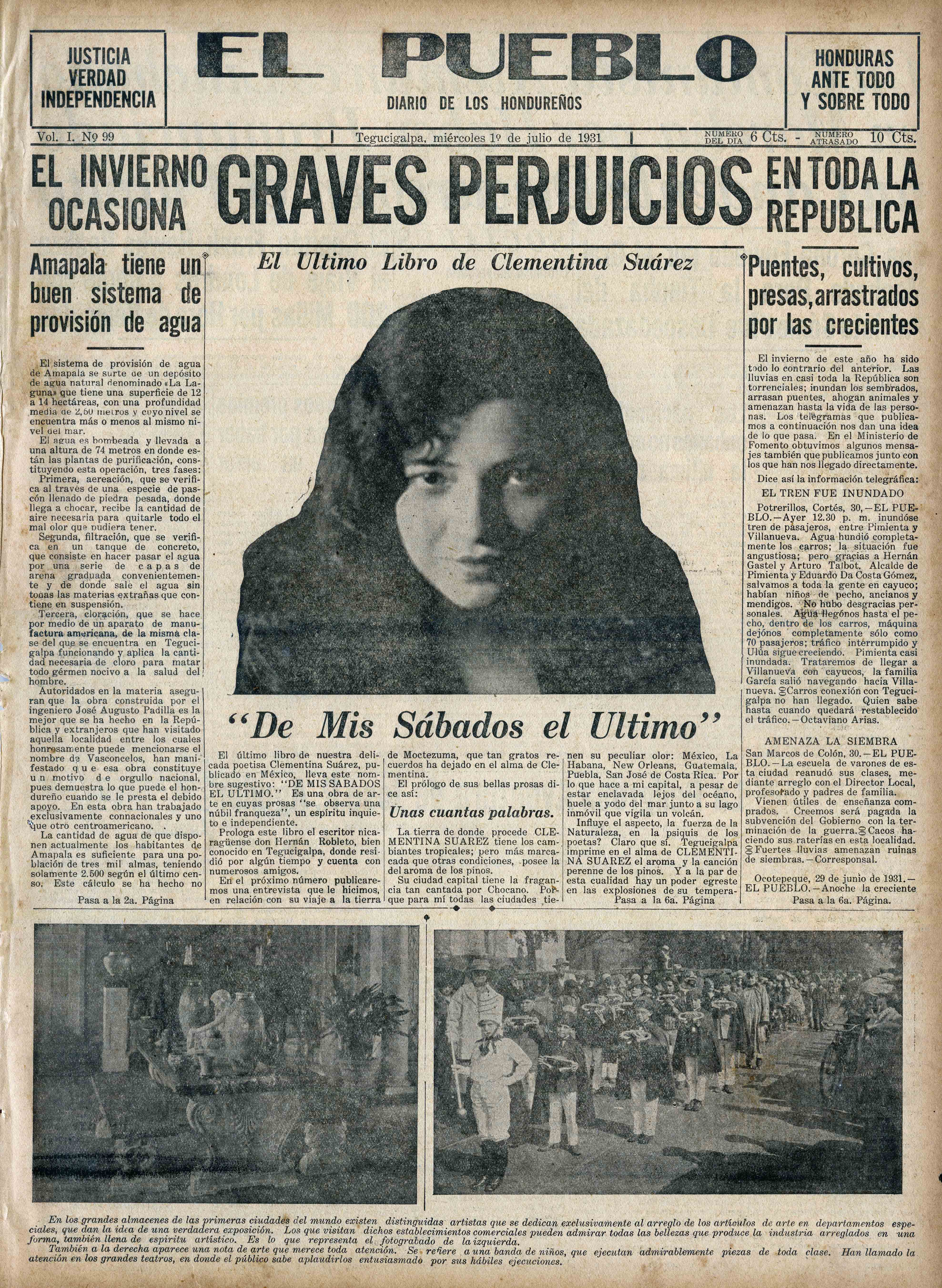 Portada de diario El Pueblo del miércoles 1 de julio del año 1931